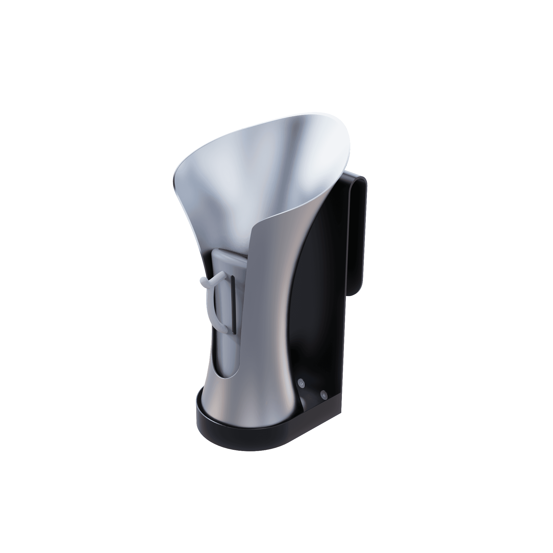 Studio view of the RainBloom Mini railing-mounted rainwater collector