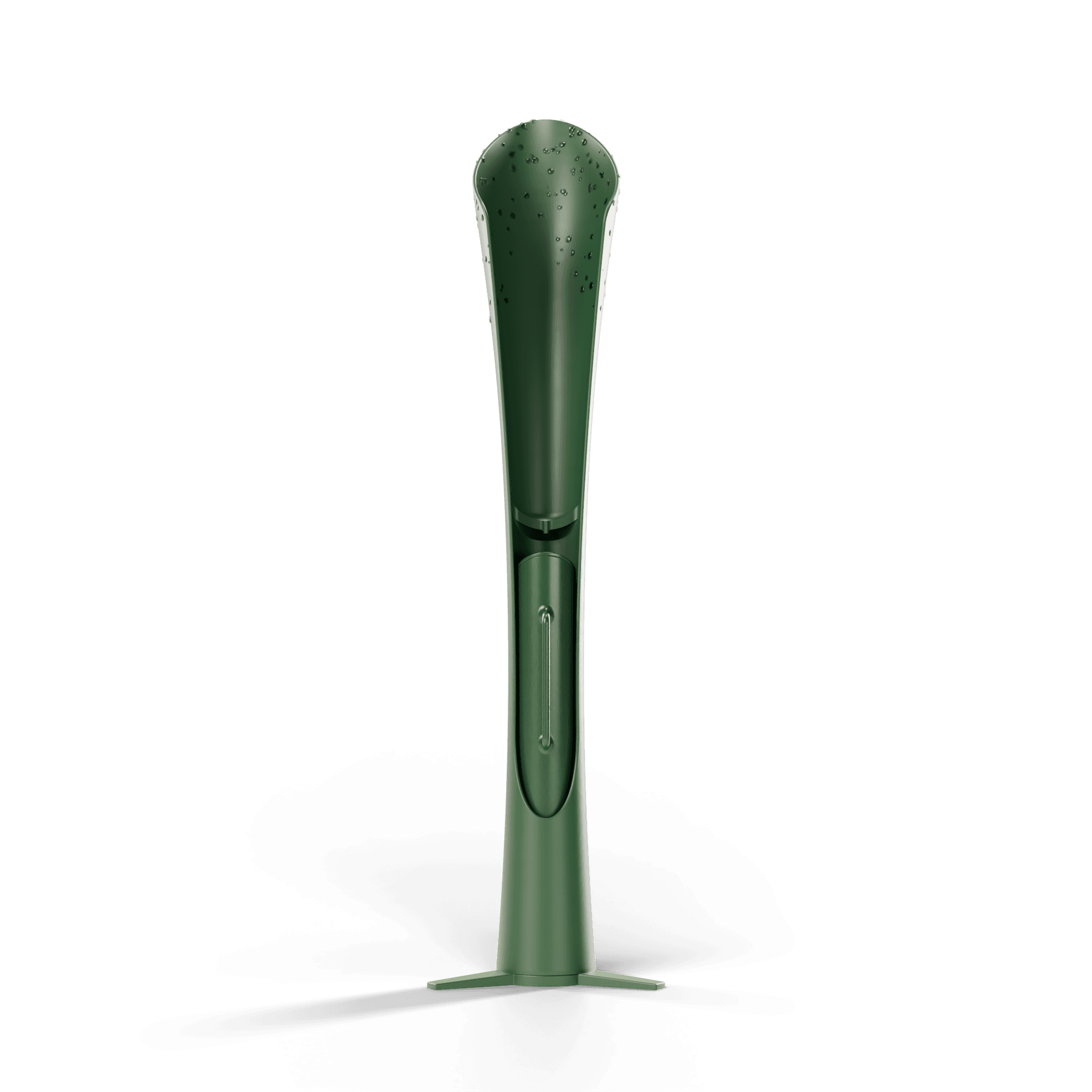 Front view of the RainBloom showing its water window and handle